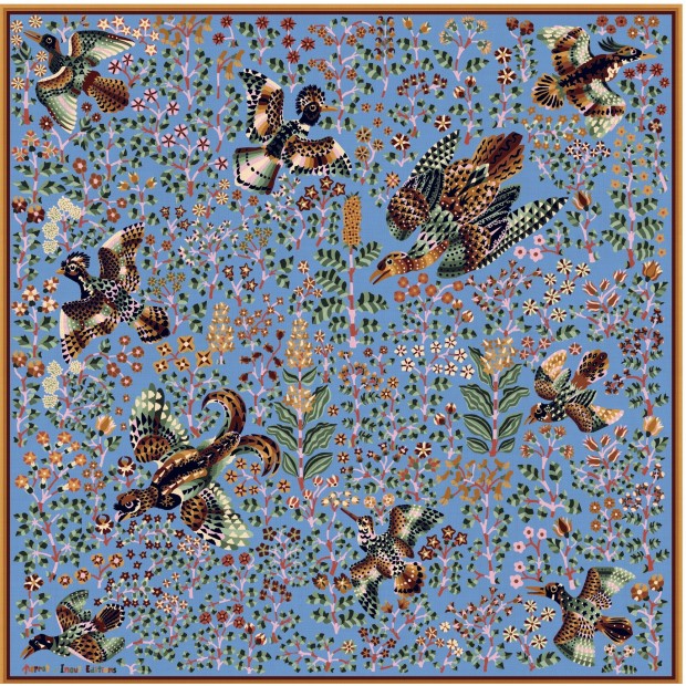 Inoui Editions šilko skara RENE PERROT BLUE